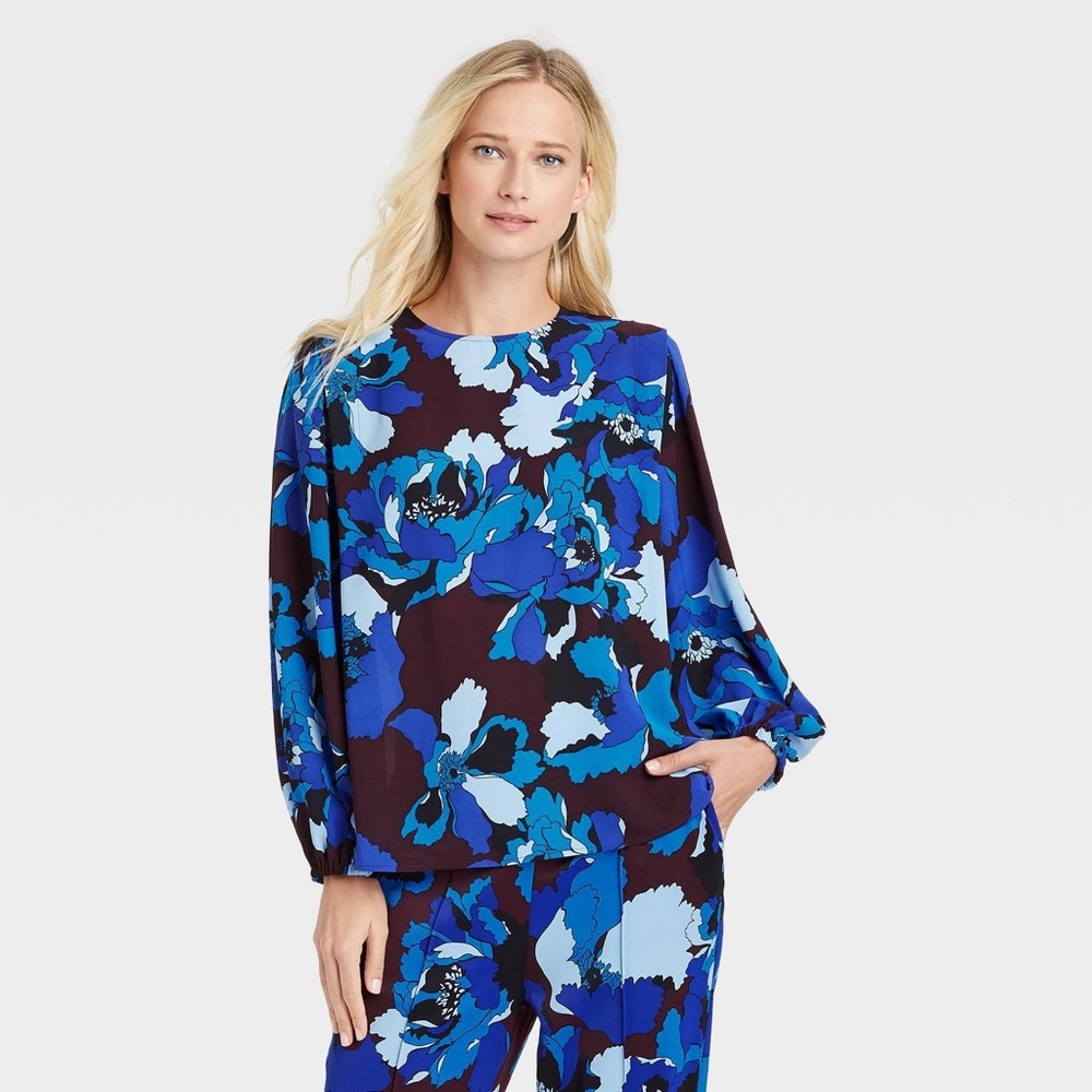 🎉 *3 for 25* Who What Wear Tops Women's Bishop Long Sleeve Blouse  - Size M